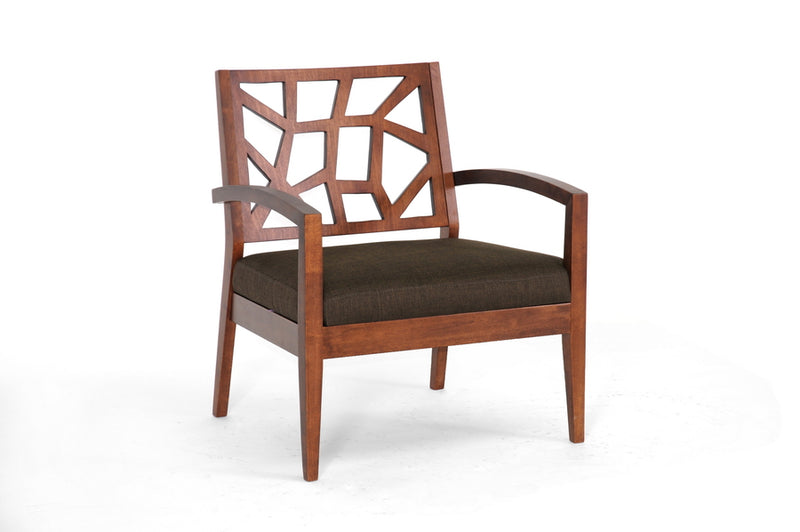 Jessie Modern Lounge Chair w/Dark Brown Twill Fabric Seat