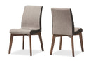 Sariah Beige and Brown Fabric Dining Chair (Set of 2) Baxton