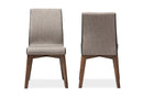 Sariah Beige and Brown Fabric Dining Chair (Set of 2) Baxton
