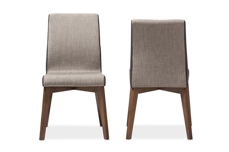Sariah Beige and Brown Fabric Dining Chair (Set of 2) Baxton