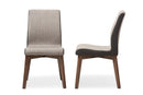Sariah Beige and Brown Fabric Dining Chair (Set of 2) Baxton