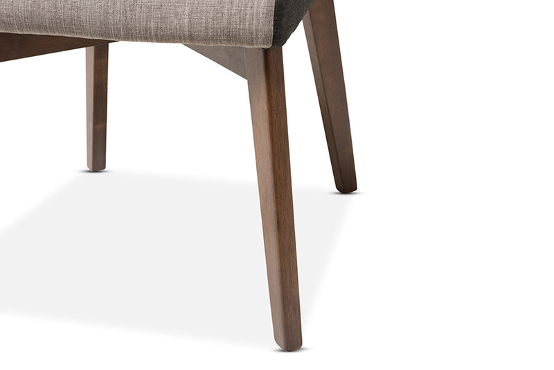 Sariah Mid-Century Modern Beige and Brown Fabric Dining Chair (Set of 2)