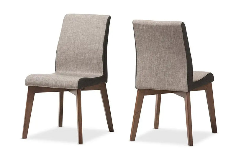 Kimberly Mid-Century Beige & Brown Fabric Dining Chair - 2pcs iHome Studio