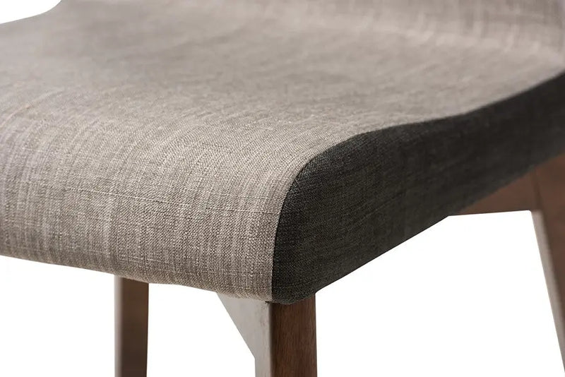 Kimberly Mid-Century Beige & Brown Fabric Dining Chair - 2pcs iHome Studio