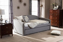 Aubrianne Gray Fabric Arched Back Sofa Twin Daybed w/Roll-Out Trundle Baxton