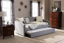 Aubrianne Gray Fabric Arched Back Sofa Twin Daybed w/Roll-Out Trundle Baxton