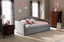 Aubrianne Gray Fabric Arched Back Sofa Twin Daybed w/Roll-Out Trundle Baxton