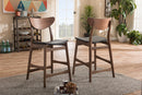 Quinlan Black Faux Leather Walnut Wood 24-Inches Counter Stool (Set of 2) Baxton
