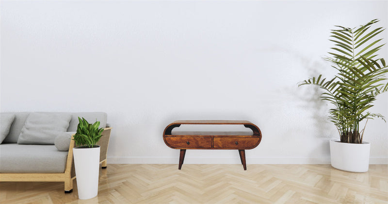 Chestnut Circular TV Stand Artisan