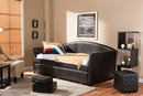 Callum Brown Faux Leather Arched Back Sofa Twin Daybed w/Roll-Out Trundle Baxton