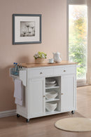 Lisabon White Modern Kitchen Island Cart Baxton