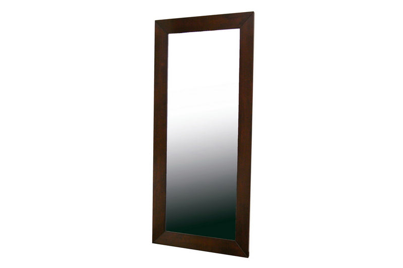 Sereno Dark Brown Rubberwood Frame Modern Mirror - Rectangle