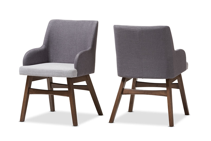 Sunna Mid-Century Modern Two-Tone Gray Fabric Armchair (Set of 2)