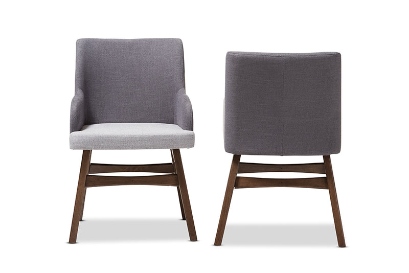 Sunna Mid-Century Modern Two-Tone Gray Fabric Armchair (Set of 2)