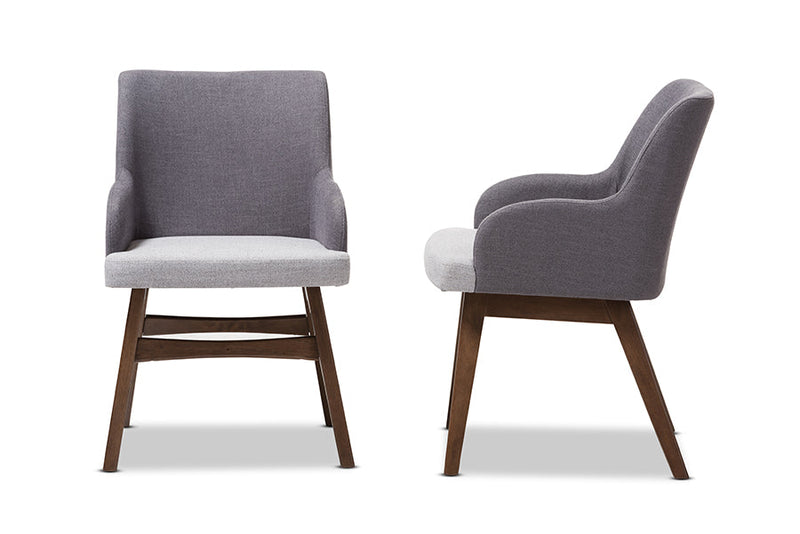 Sunna Two-Tone Gray Fabric Armchair (Set of 2) Baxton
