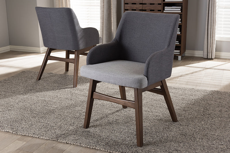 Sunna Mid-Century Modern Two-Tone Gray Fabric Armchair (Set of 2)