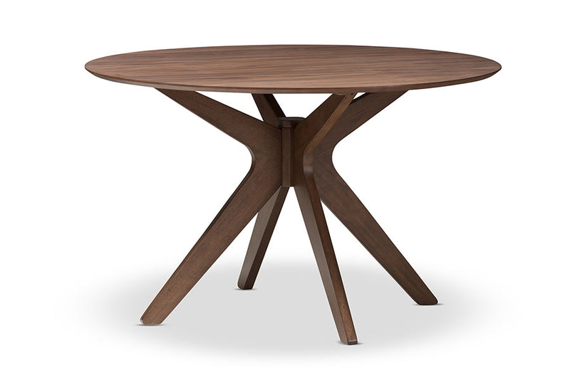 Sunna Walnut Wood 47-Inch Round Dining Table Baxton