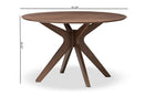 Sunna Walnut Wood 47-Inch Round Dining Table Baxton