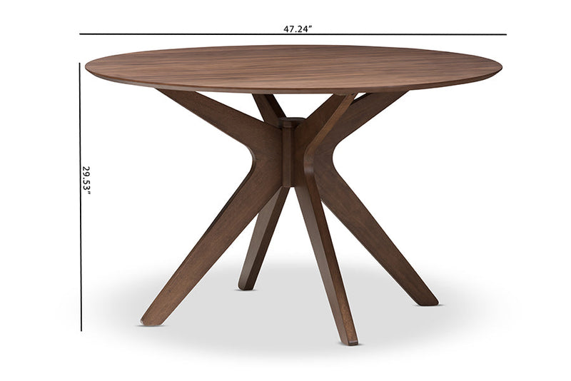 Sunna Walnut Wood 47-Inch Round Dining Table Baxton