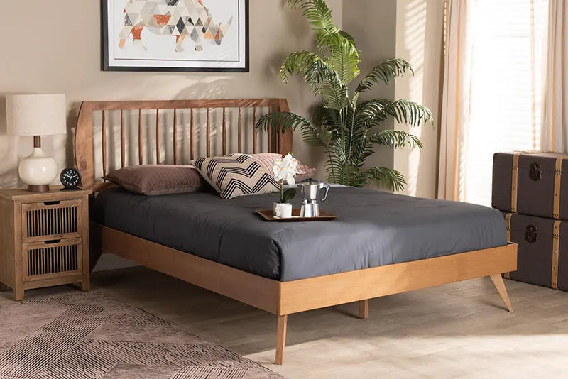 Nantes Walnut Brown Finished Wood Platform Bed (Full) iHome Studio