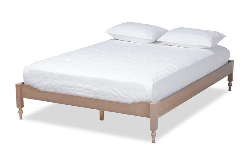 Naomi Antique Oak Wood Platform Bed (Full) iHome Studio