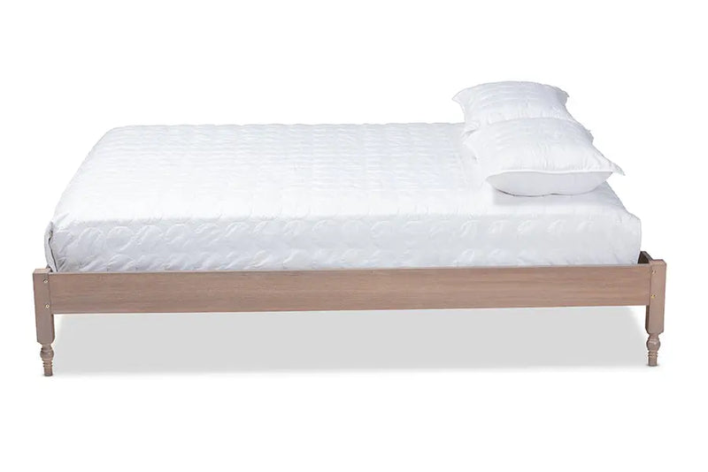 Naomi Antique Oak Wood Platform Bed (Full) iHome Studio