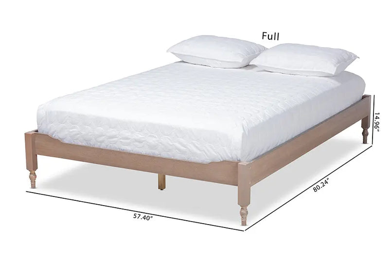 Naomi Antique Oak Wood Platform Bed (Full) iHome Studio