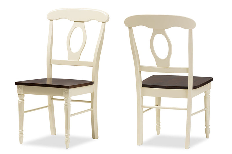 Seranay Buttermilk and "Cherry" Brown Finishing Wood Dining Chair Baxton
