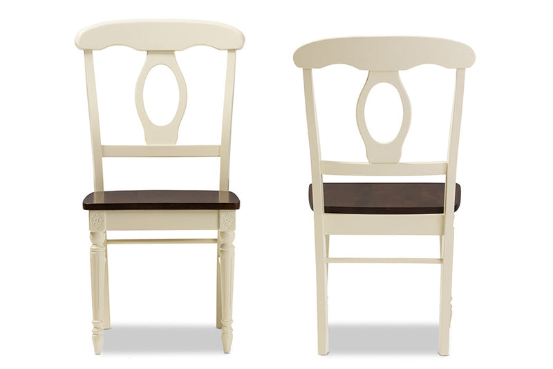 Seranay Buttermilk and "Cherry" Brown Finishing Wood 5-Piece Dining Set Baxton