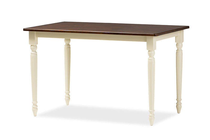 Seranay Cottage Buttermilk and "Cherry" Brown Dining Table Baxton