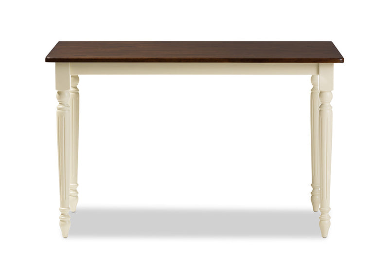 Seranay Buttermilk and "Cherry" Brown Finishing Wood 5-Piece Dining Set Baxton