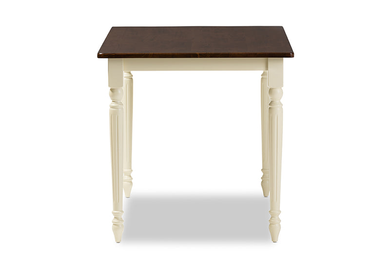 Seranay French Country Cottage Buttermilk and "Cherry" Brown Finishing Wood Dining Table