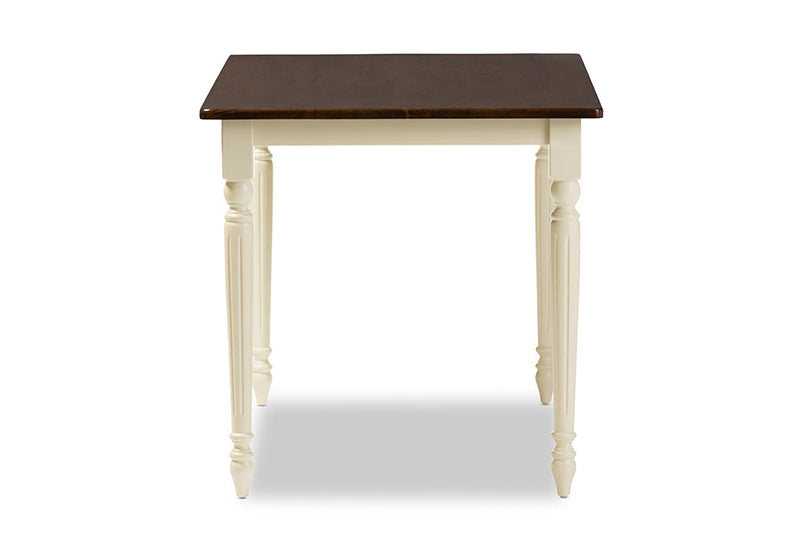Seranay Cottage Buttermilk and "Cherry" Brown Dining Table Baxton