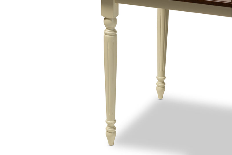 Seranay French Country Cottage Buttermilk and "Cherry" Brown Finishing Wood Dining Table