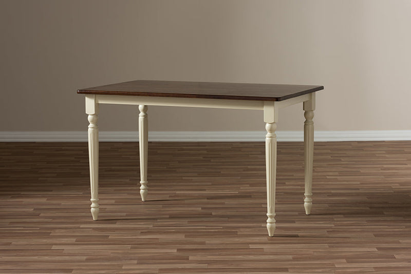 Seranay Cottage Buttermilk and "Cherry" Brown Dining Table Baxton