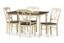 Seranay Buttermilk and "Cherry" Brown Finishing Wood 5-Piece Dining Set Baxton