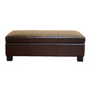 Camden Dark Brown Leather Storage Ottoman Baxton