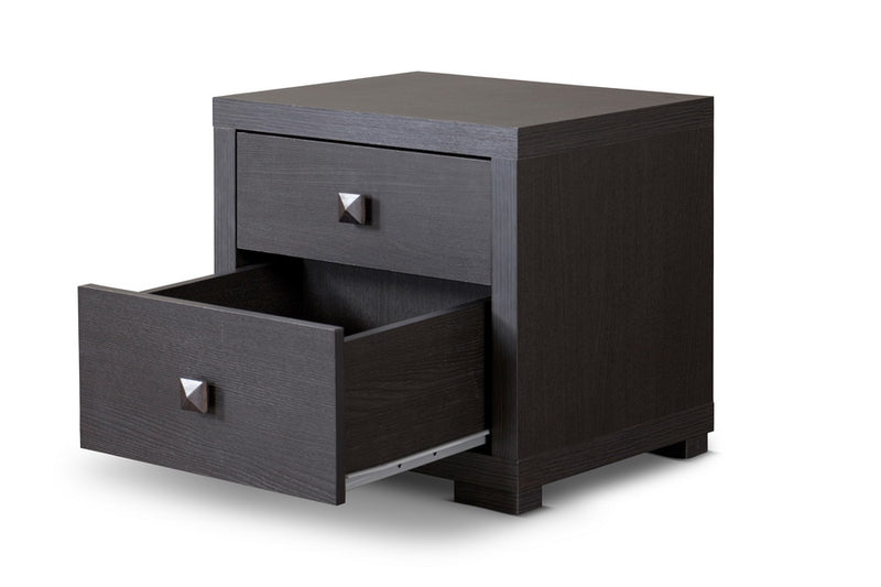 Farica Silverstone Modern Nightstand, 2-Drawers