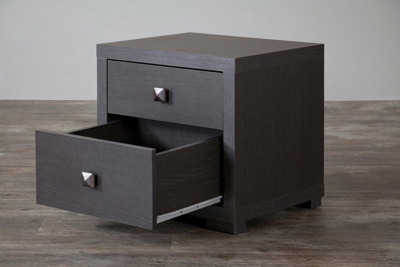 Farica Silverstone Modern Nightstand, 2-Drawers Baxton