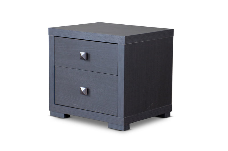 Farica Silverstone Modern Nightstand, 2-Drawers