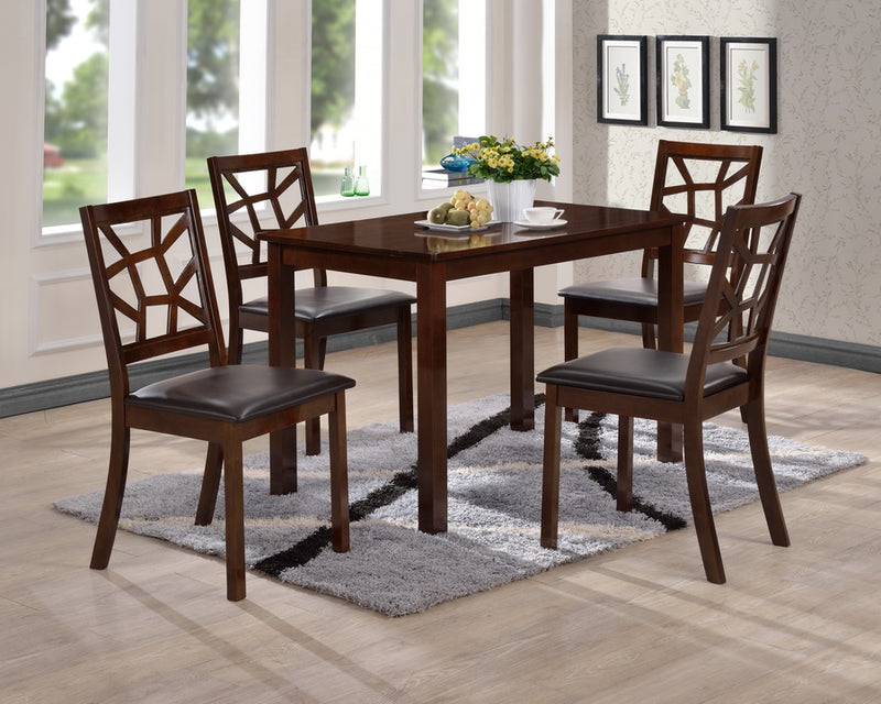 Carolyn Black Leather Contemporary 5-Piece Dining Set