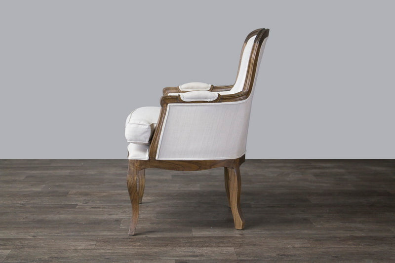 Seranay Traditional French Accent Chair-Ash, Beige