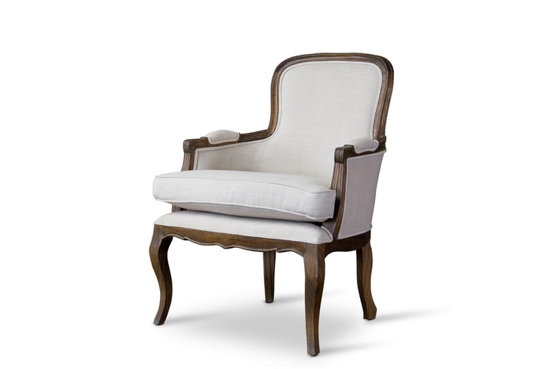 Seranay Traditional French Accent Chair-Ash, Beige