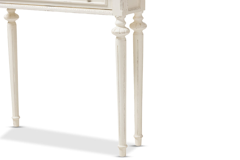 Gosford French Provincial Style Weathered Oak and White Wash Distressed Finish Wood Two-Tone Console Table