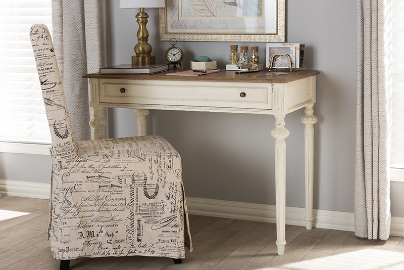 Gosford French Provincial Weathered Oak and Whitewash Writing Desk