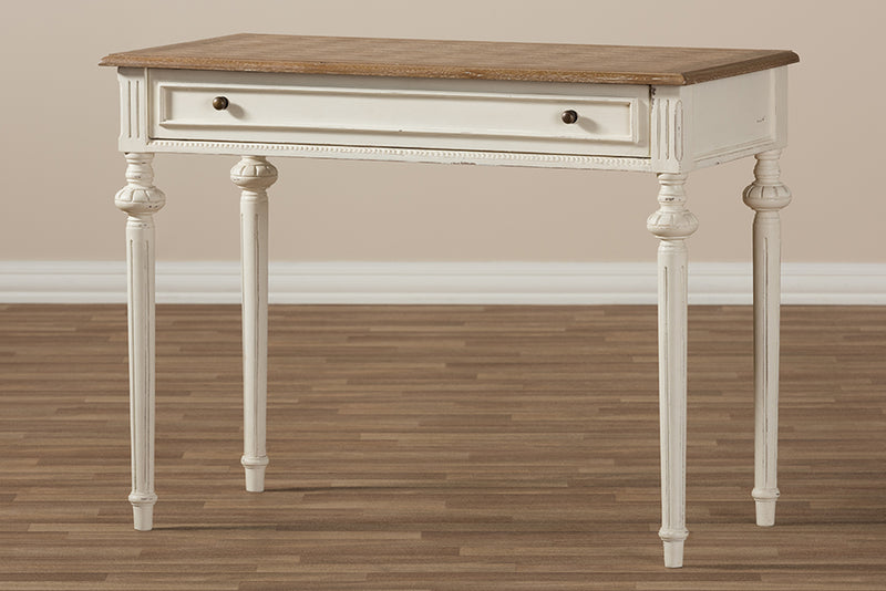 Gosford French Provincial Weathered Oak and Whitewash Writing Desk