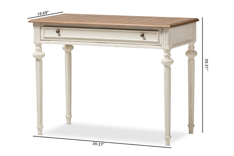 Gosford French Provincial Weathered Oak and Whitewash Writing Desk