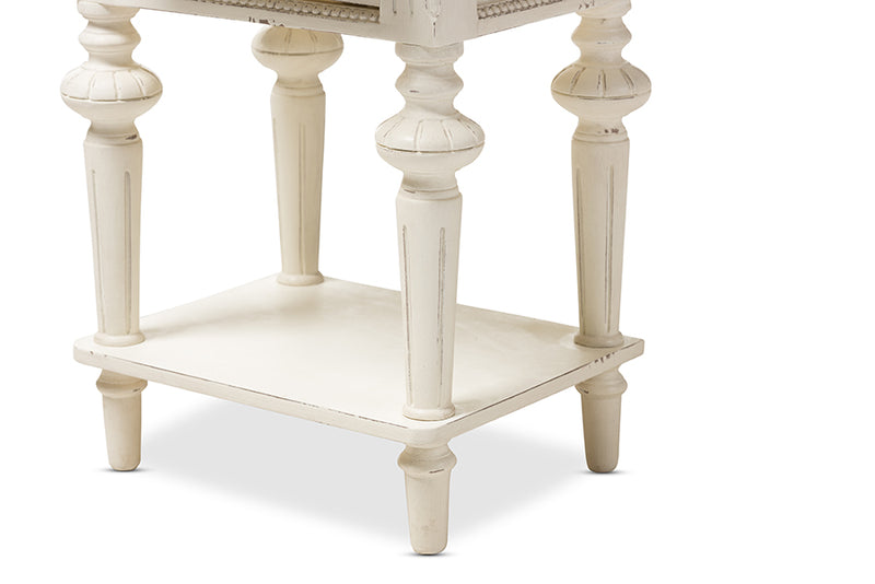 Gosford French Provincial Style Weathered Oak and White Wash Distressed FinishTwo-Tone Nightstand