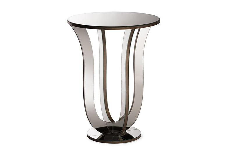 Parson Mirrored Accent Side Table Baxton