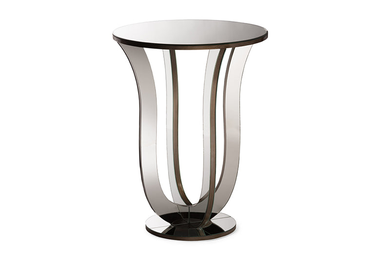 Parson Modern and Contemporary Hollywood Regency Glamour Style Mirrored Accent Side Table